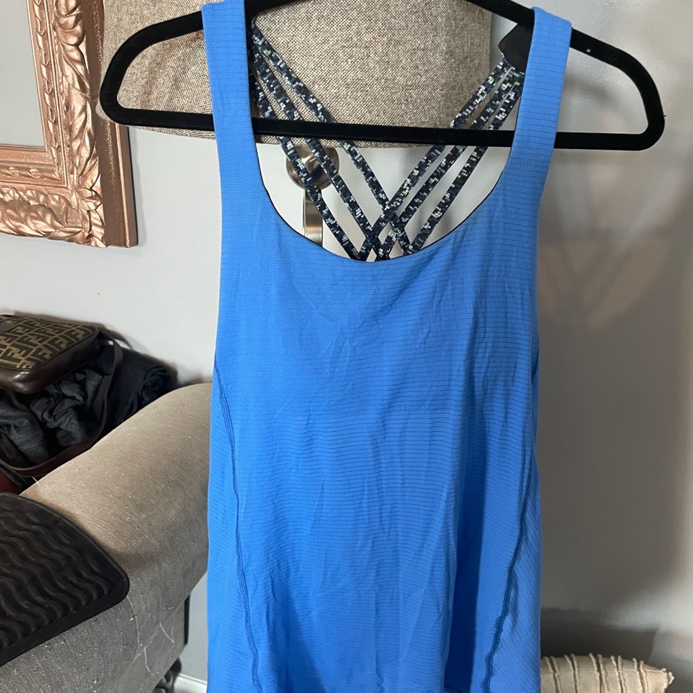 Lululemon Blue Backless Tank Top with Sleeveless Design